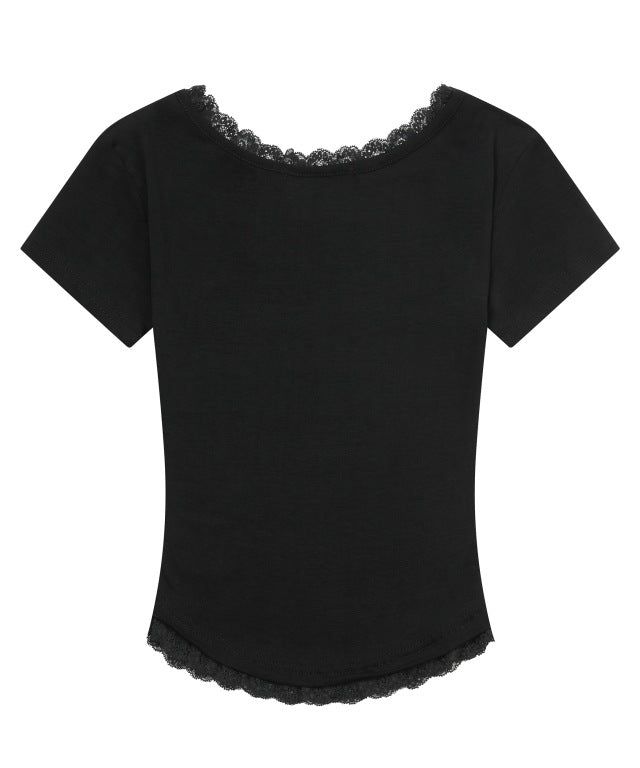 SUNNIOR LACE V-NECK HALF T (6Color)