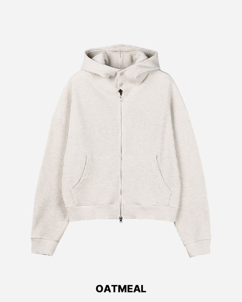 Compack Waffle High Neck Hood Zip-up