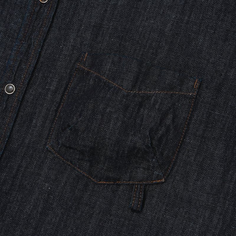 Western linen denim shirts / Dark indigo