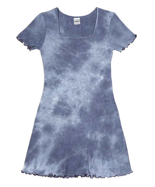 SQUARE NECK TIE DYE SLIM DRESS