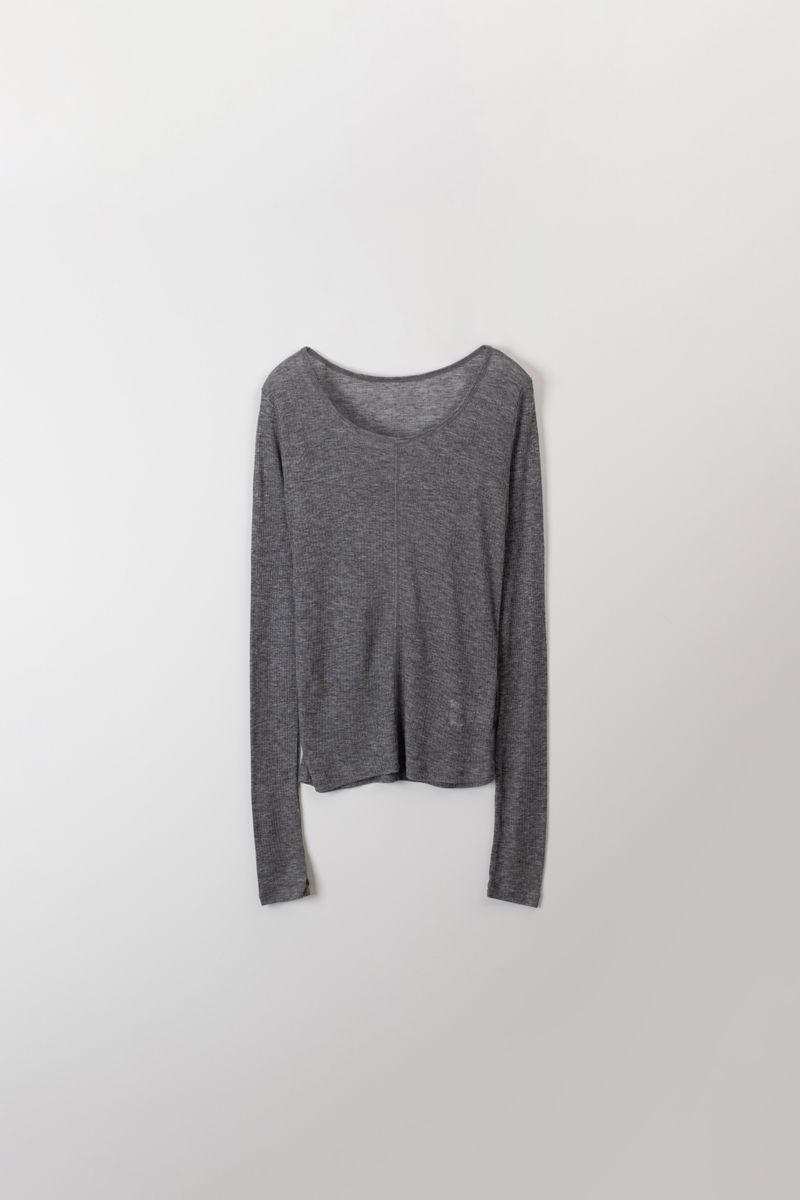 Wool boat neck T (Grey)