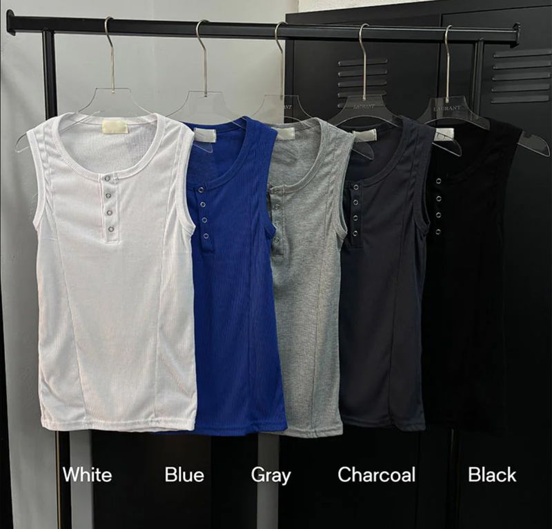 [MUSCLE FIT] Curve slit henry neck sleeveless(5color)