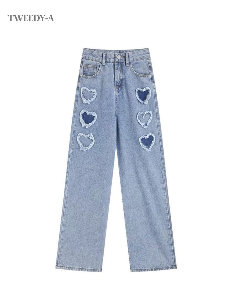TWEEDY-A（ツウィーディア）の「Heart Sechs Straight Fit High Waist Denim Jean Medium Blue（Pants）」