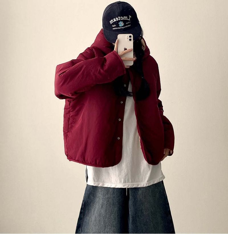 [Double-sided/Reversible*] PN Heart Pattern Fleece Hooded Jumper