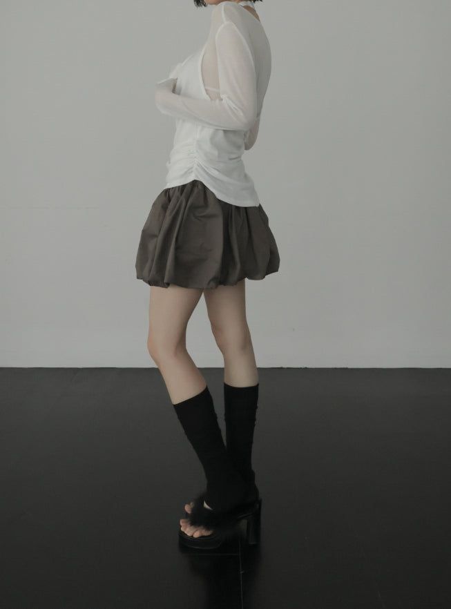 Woolen Cowl Neck Eyelet Halter Top