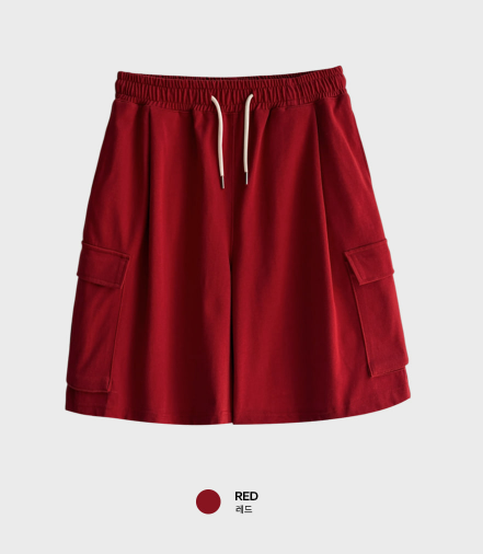 [ In-house ] Pin Tuck Cargo String Banding Bermuda Pants