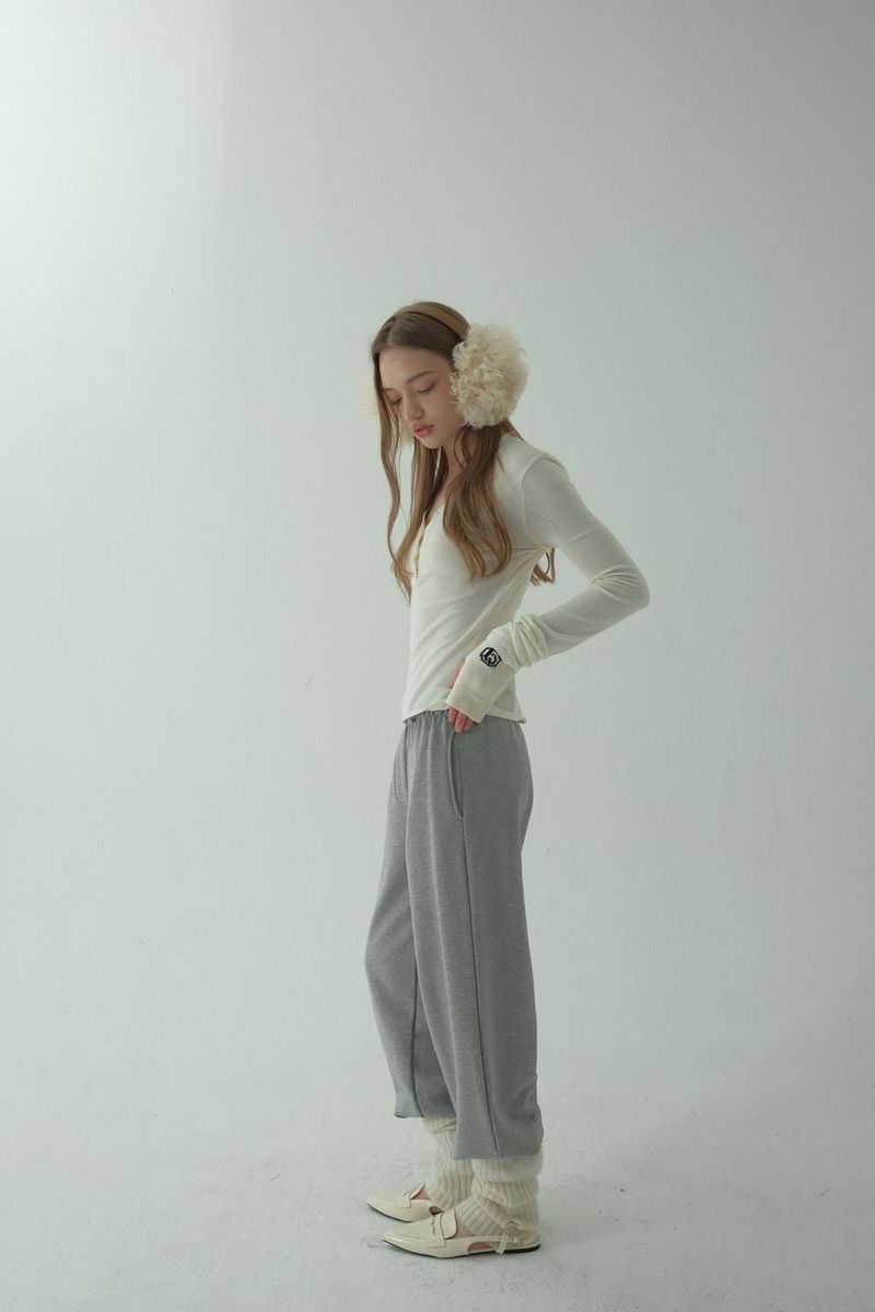 V-BUTTON KNIT LONG SLEEVE_IVORY