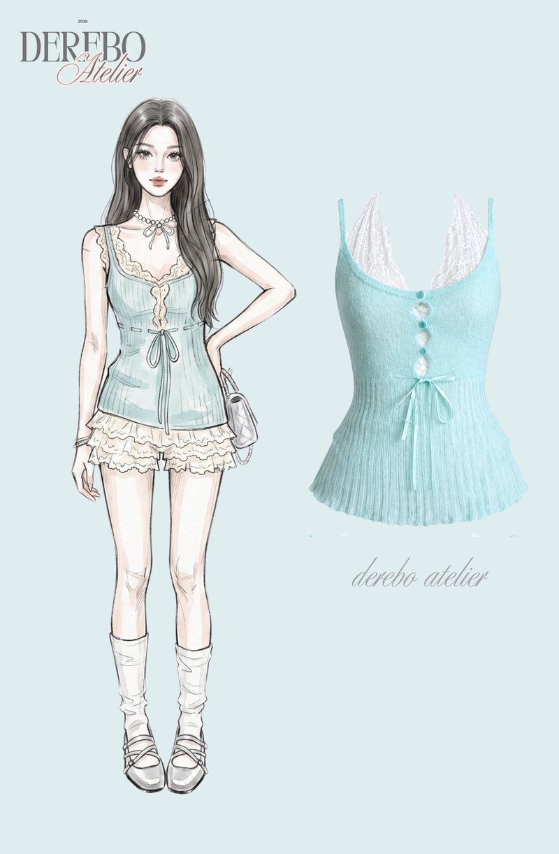 Blanc Halter Layered Knit Sleeveless Top (BRA SET)