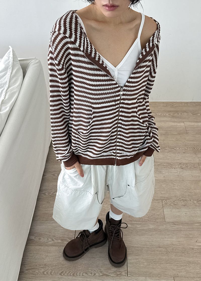 MESH STRIPE ZIP-UP