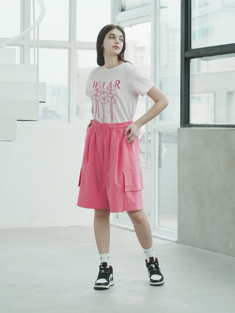 P1013 BERMUDA WIDE CARGO PANTS_PINK