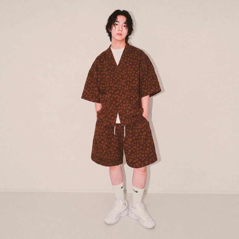 flower robe cardigan_brown