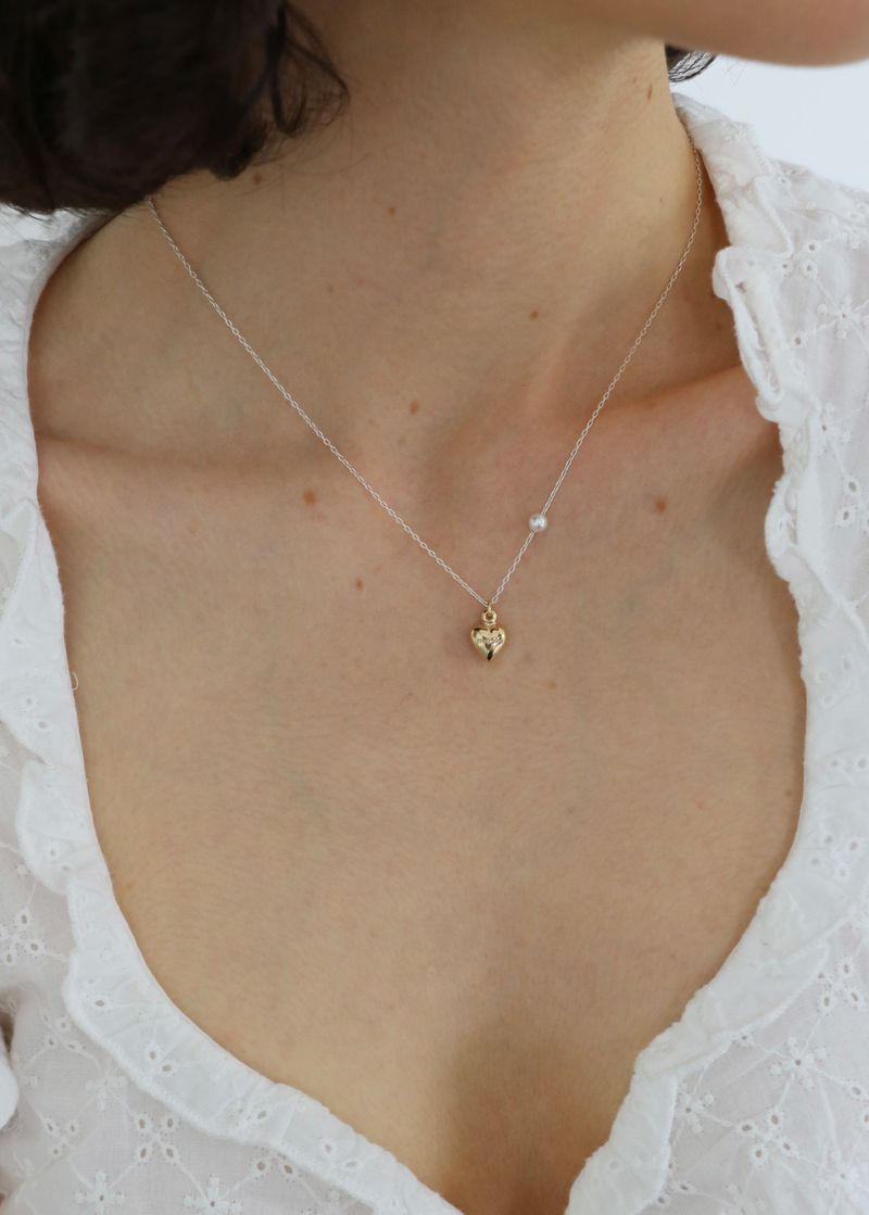 moi moi（モイモイ）の「ハートパールネックレス (14k gold)（アクセサリー）」