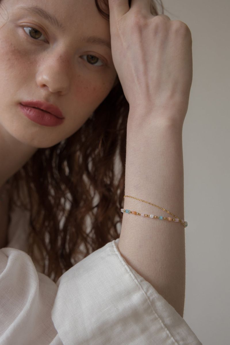 [2way] Pastel candy chain 925 silver bracelet