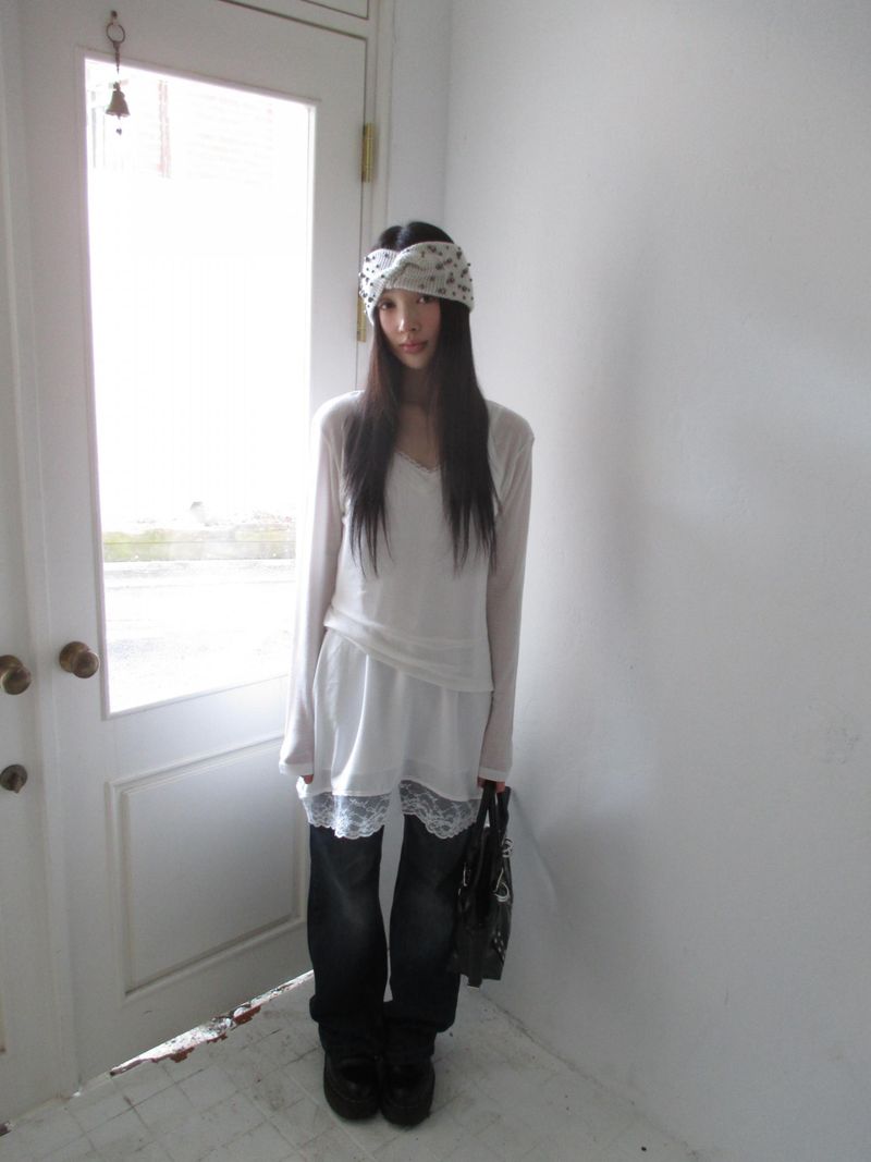 ウール Vネック スリーブTシャツ