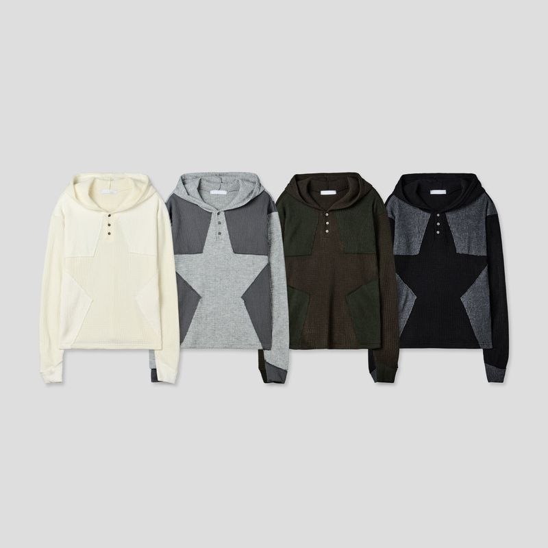 Big Star Warmer Henley Neck Hooded Knit 4C
