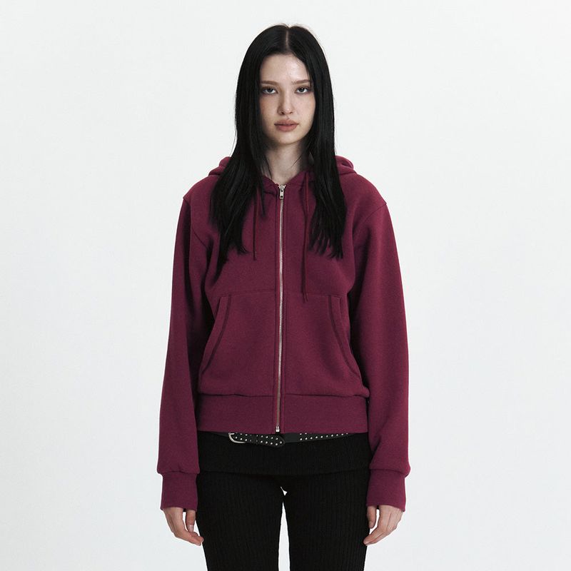 C VELVET LOGO FLEECE ZIP-UP HOODIE_PURPLE