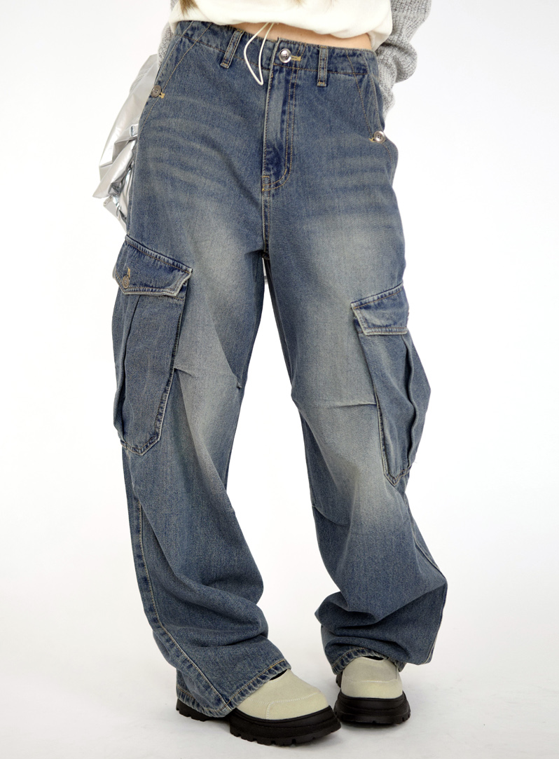 bel cargo denim pants(2color)
