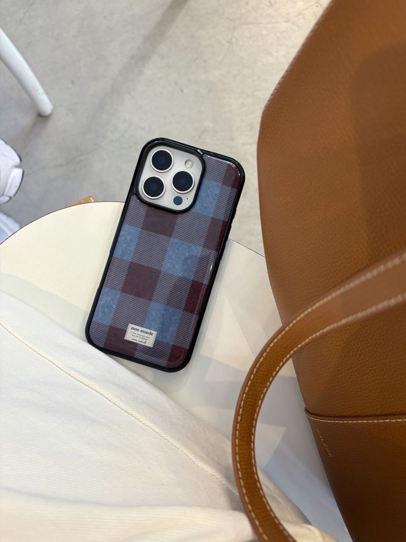 vintage check phone case