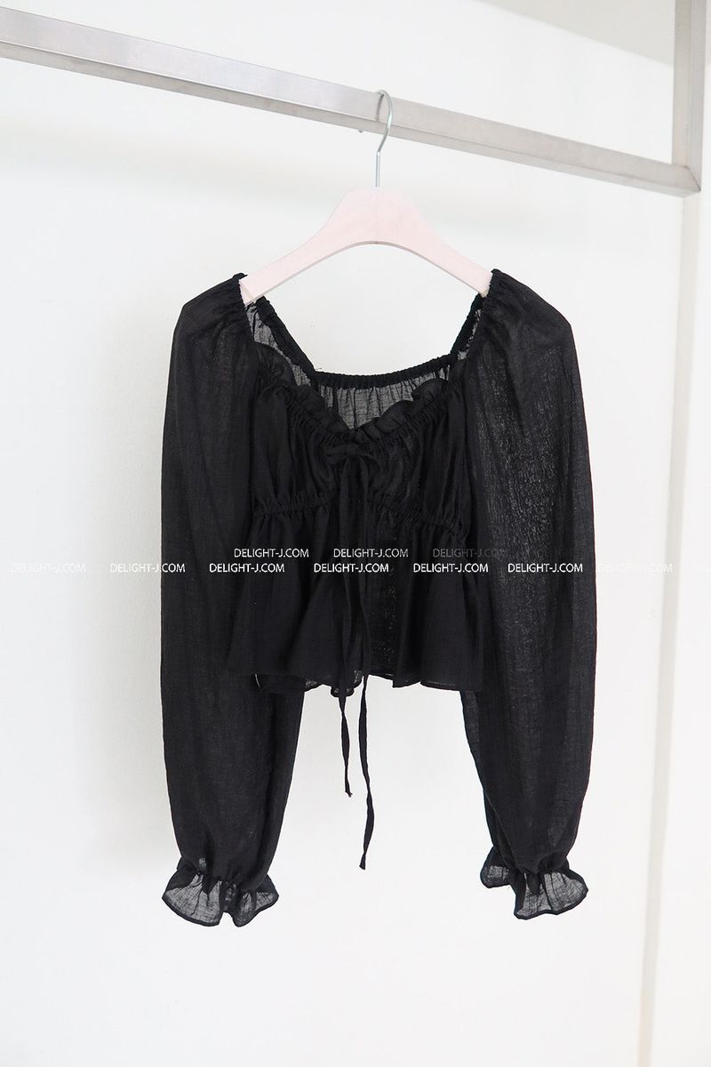 protective chic frill see-through blouse