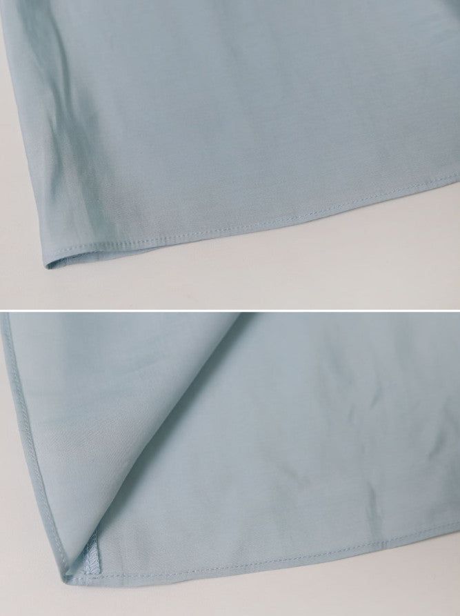 Silky Square Ribbon Frill Blouse (3color)