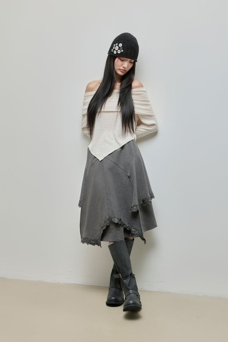 Cowl-neck Open Shoulder Tee_Ivory