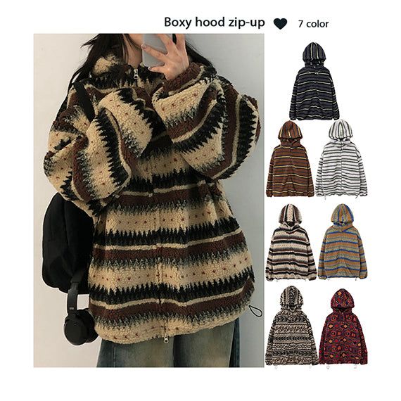 hijjoo（ハイチュー）の「Kibbard Oversized Boxy Wool Hooded Zip-Up（Jackets/Outerwear）」