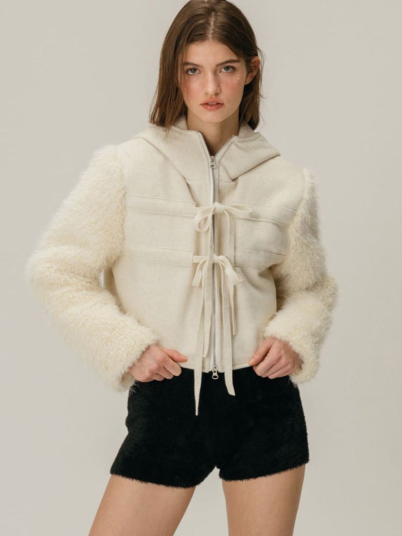 SHEARLING WOOL COAT / GREY