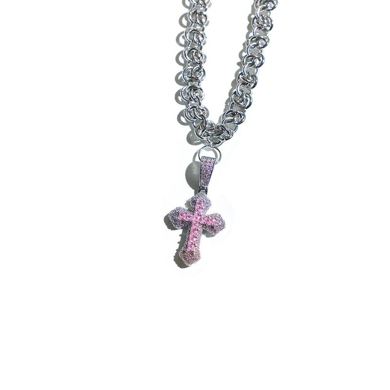 ZiRCONiUM CROSS BYZANTiNE CHAiN NECKLACE #110