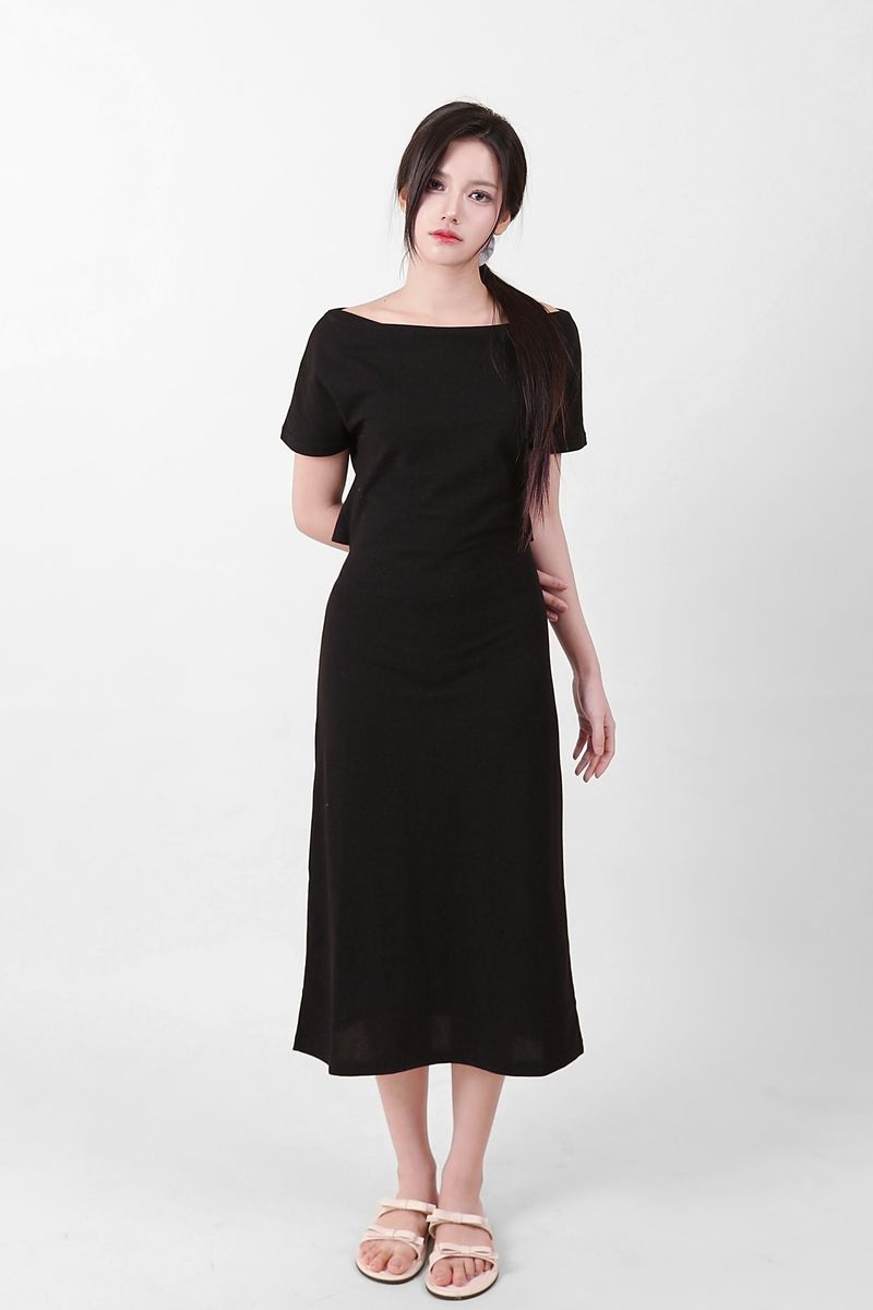 cattline（カトリーヌ）の「Off-Shoulder Slit Long Onepiece Black（Dresses）」