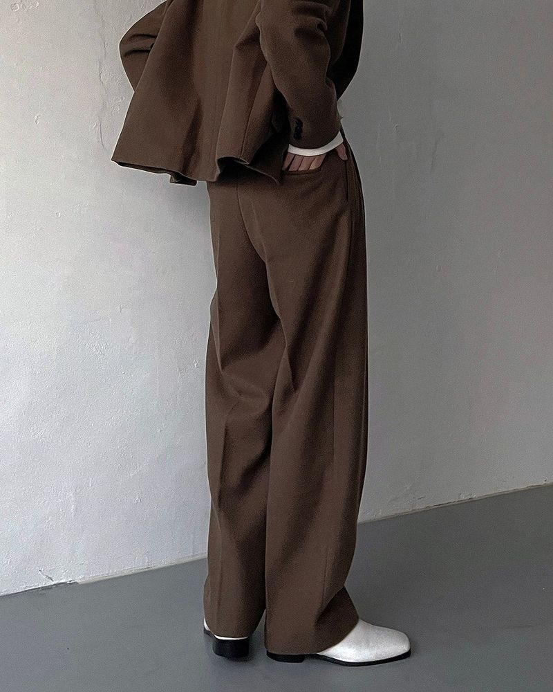 CR Youth shuffle two-tuck wool wide pants (3 colors)