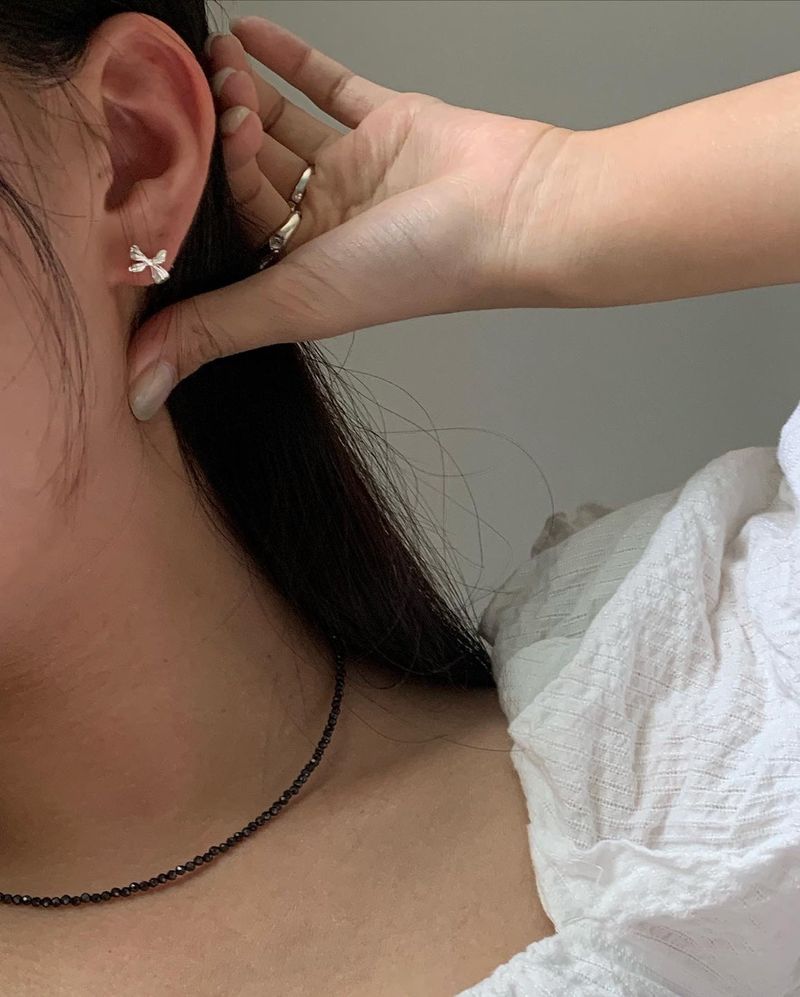 (silver925) ラブリーリボンピアス type2 *silver