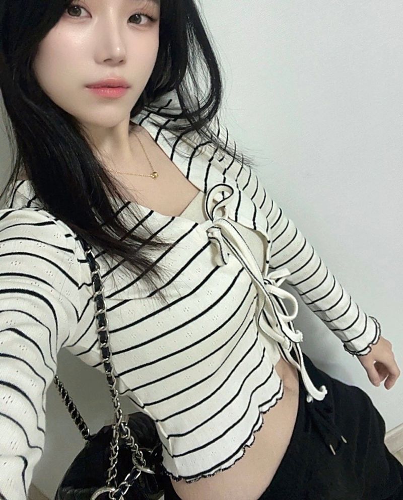 Stripe Ribbon Knit Cardigan
