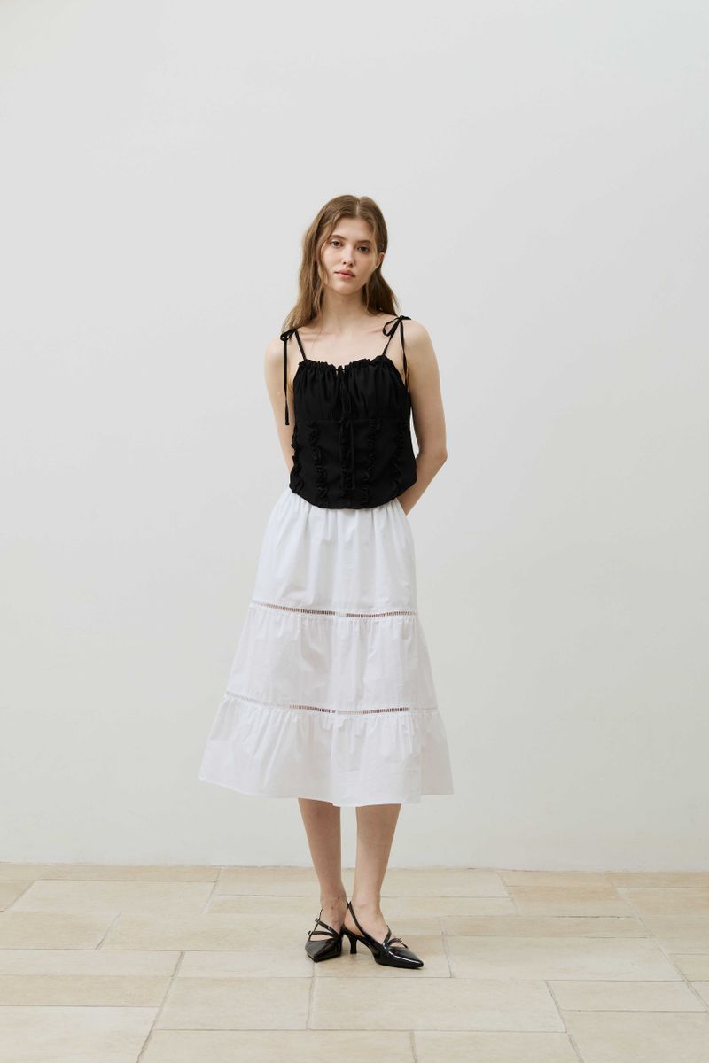 REVE CORSET SMOCKED TOP / BLACK