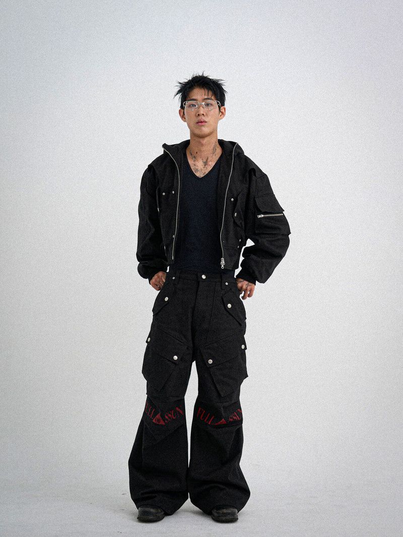 FULLOFSSUN（フルオブサン）の「Ghost In The Shell Logo Denim Cargo Pants (Black)（Pants）」
