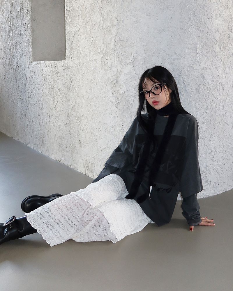 Layered printed oversized fit T-shirt