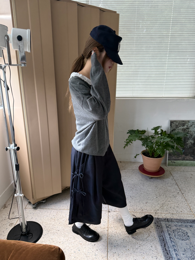 side ribbon wrap pants