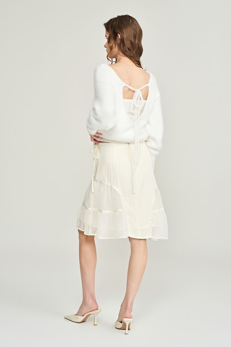Rose terrace ruffle skirt, Ivory