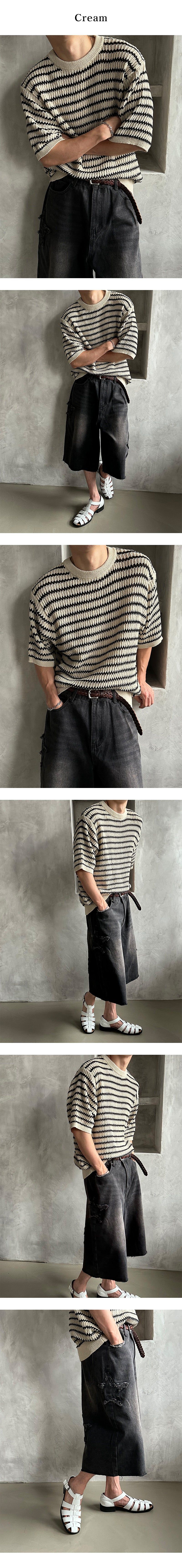 [S/S] Saint stripe half knit (3color)