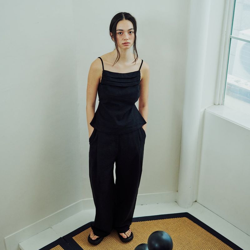 13MONTH(サーティーンマンス)の「Linen Wide Pants (BLACK)(Pants)」