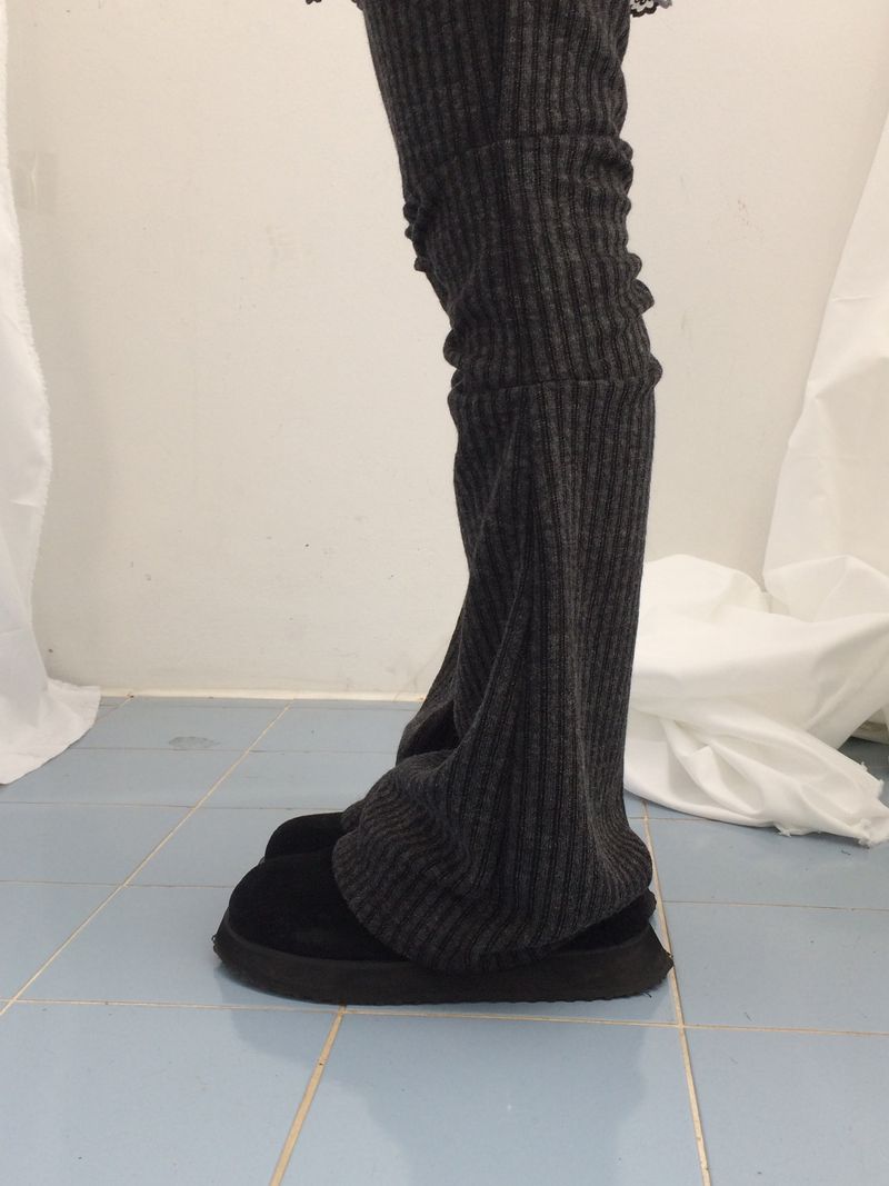 Stripe bootcut banding pants