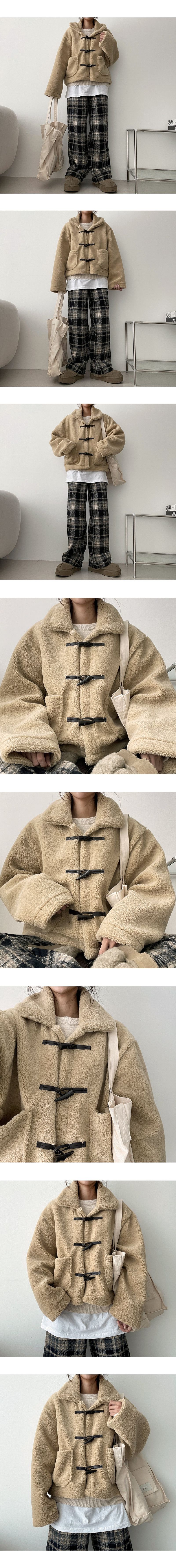 [Fleece] Kuni Thick Wool Checkered Banding Pants