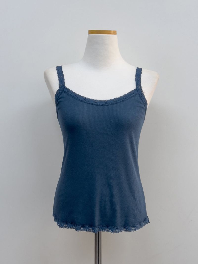 Lace Ribbed Square Sleeveless