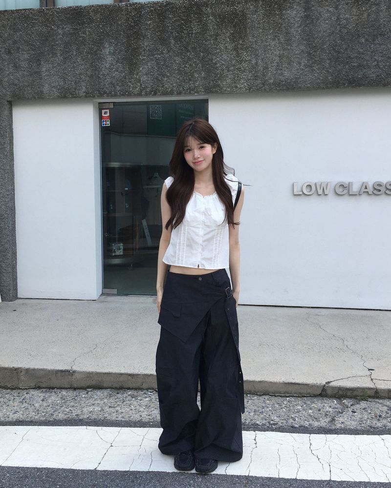Shirring pintuck puff blouse
