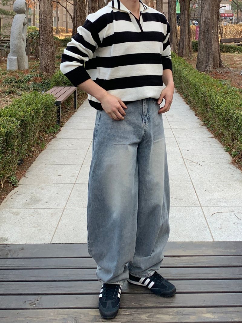 Mensfloor（メンズフロア）の「Stripe collar knit（Tops）」