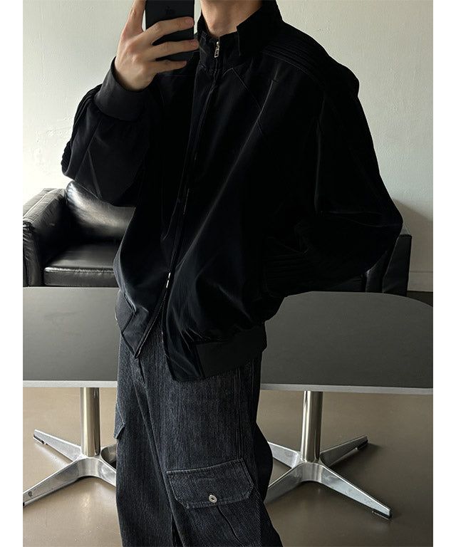 [Unisex] Glossy pleats blouson jacket(2color)