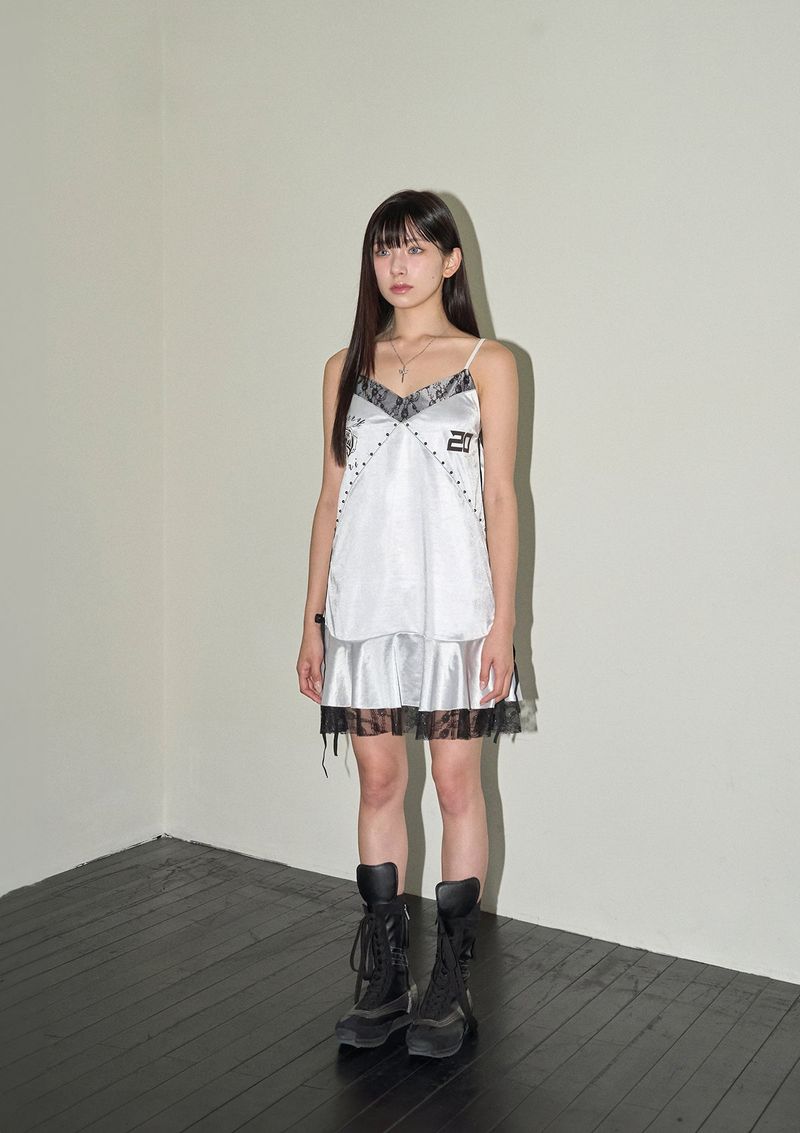 stud lace slip ops - white