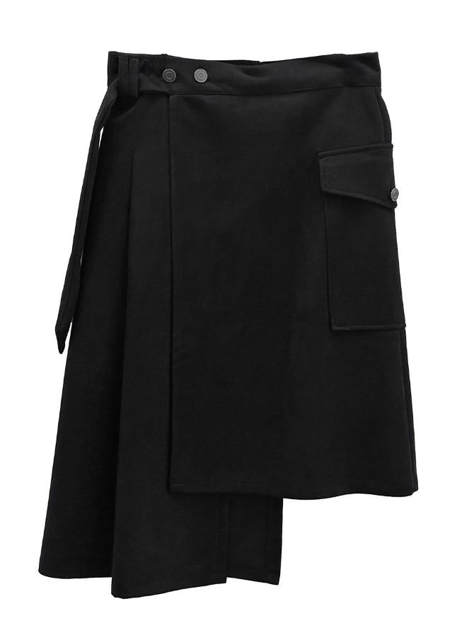 Suede Pocket Wrap Skirt