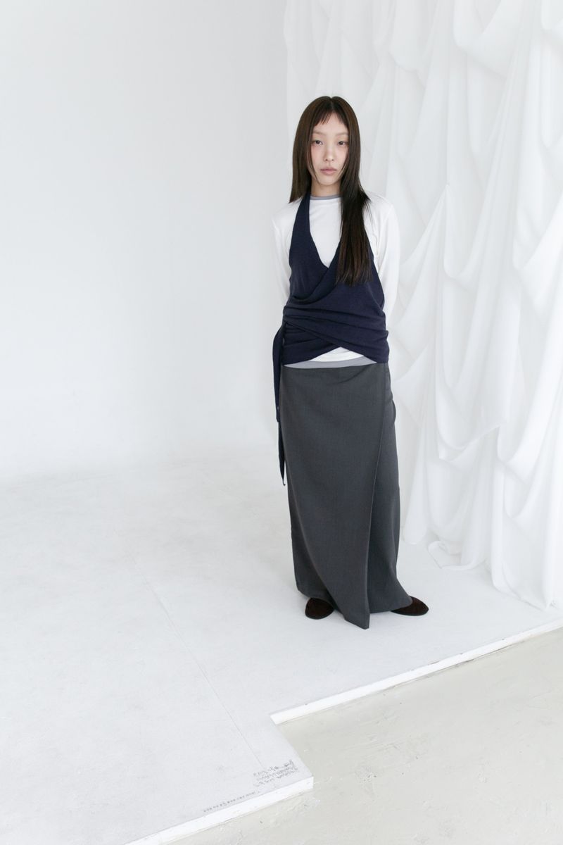 modern wrap lip-pocket skirt(2colors)