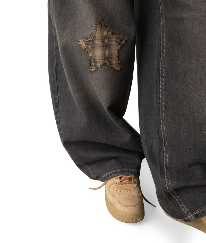 Sina Check Damage Curved Jeans
