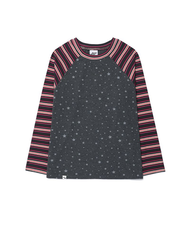 STRIPED STAR RAGLAN LS TEE PURPLE(CV2GFFT561A)
